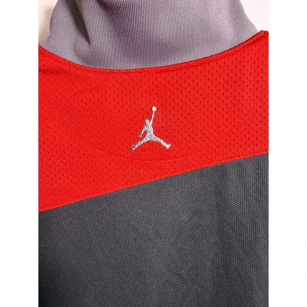 Jordan 1/4 Zip Pullover Mens Medium Gray Red Long Sleeve‎ Mock Neck Training Top